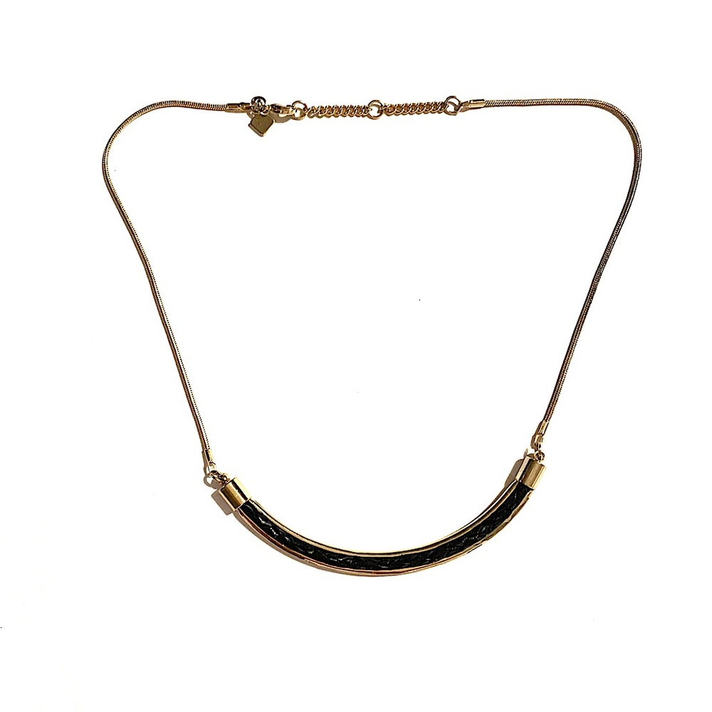 Banana Republic Gold and Black Crescent Necklace